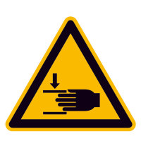 Warnung vor Handverletzungen Warnschild, Alu geprägt, Größe 200 mm DIN EN ISO 7010 W024 ASR A1.3 W024