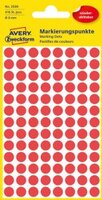 Etykiety usuwalne Avery Zweckform, okrągłe, średnica 8mm, 4 arkusze, 416 sztuk, czerwony