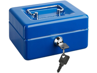 Geldkassette, Stahlblech, mit Schloss, 152x119x76 mm, blau