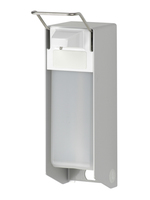 Produktabbildung - Spender - Seifen- und Desinfektionsspender mit Edelstahlpumpe 500 ml, mattsilber, 273 x 82 x 162 mm (H/B/T),Aluminium