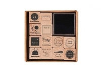 Stempel PaperPoetry Set Do it yourself mit 12 Holzstempeln und einem Stempelkissen schwarz, Stempelg