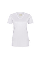 Damen V-Shirt COOLMAX®, weiß, M - weiß | M: Detailansicht 1