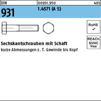 DIN 931 1.4571 M 20 x 110 A 5 VE=S