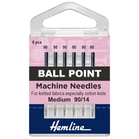 Hemline Sewing Machine Needles: Ball Point: Medium-Heavy 90(14) 1 x Pack consists of 5 Individual sales units,Totalling 30 single Needles