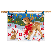 Cross Stitch Kit: Wall Hanging: Advent Calendar: Bambi with Bird