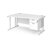 Maestro 25 left hand wave desk 1600mm wide with 2 drawer pedestal - white cantilever frame, white top