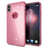 NALIA Custodia compatibile con iPhone X XS, Glitter Silicone Copertura Protezione Sottile Telefono Cellulare, Ultra-Slim Cover Case Protettiva Scintillio Smart-Phone Bumper Pink