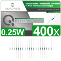 Quadrios Widerstand-Set 400 Stück, 1%, 0,25W, Metallschicht, axial bedrahtet