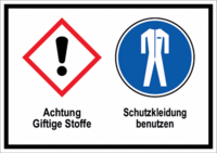 Sicherheitszeichen-Schild - Schutzkleidung benutzen, Rot/Blau, 21 x 29.7 cm