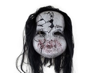 masque coque d'horreur fillette "scary baby" avec cheveux