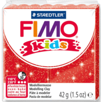 Modelliermasse Fimo Kids rot glitter 42g