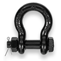 SAFETEX Abriebfeste Schäkel "Blackline" (WLL 4.750kg | geschweifte Form mit 3/4" Bolzen + Mutter + Splint) - in schwarz