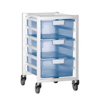 Premium white racks with transparent trays - Low level A4 mobile racks