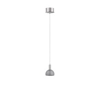 LED Pendelleuchte FREDDY, 1-flammig, 8.4W, 2700K, 900lm, dimmbar, nickel matt / Glas grau