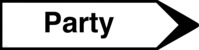 Rechtsweisend Party, Wegweiser Schild, 40 x 10 cm, aus Alu-Verbund, mit UV-Schutz
