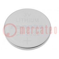 Battery: lithium; 3V; coin; 225mAh; non-rechargeable; Ø20x3.2mm