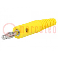 Plug; 4mm banana; 10A; 33VAC; 70VDC; yellow; Max.wire diam: 2mm