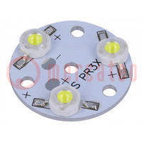 LED; white; 3.5W; 300lm; 12VDC; 120°; No.of diodes: 3; 31.5x31.5mm