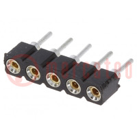 Socket; pin strips; female; PIN: 5; turned contacts; straight; THT