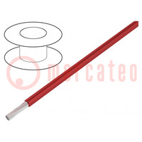 Leiding; HookUp Wire; koord; Cu; 28AWG; PTFE; rood; 600V; 30,5m