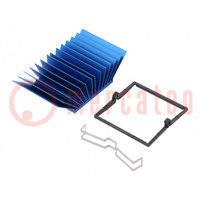 Heatsink: extruded; grilled; BGA; blue; L: 40mm; W: 40mm; H: 17.5mm