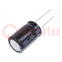 Capacitor: electrolytic; low ESR; THT; 1000uF; 50VDC; Ø16x25mm