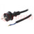 Cable; 2x1.5mm2; CEE 7/17 (C) plug,wires; rubber; 3m; black; 16A