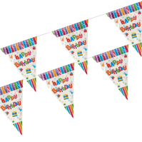 Wimpelkette, Folie 4 m "Happy Birthday" wetterfest. Material: LDPE (virgin). Farbe: farbig