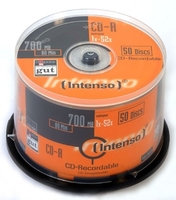 INTENSO 1001125 - PACK DE CD-R VÍRGENES (700 MB, 80 MINUTOS, 52X, 50 UNIDADES)