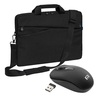 PEDEA Laptoptasche 17,3 Zoll (43,9cm) FASHION Notebook Umhängetasche mit Schultergurt mit schnurloser Maus, schwarz/blau