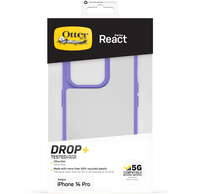 OtterBox React-hoesje voor iPhone 14 Pro, schokbestendig, valbestendig, ultradun, beschermende, getest volgens militaire standaard, Antimicrobieel, Purplexing
