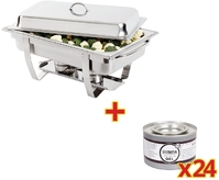 Chafing Dish mit 24x Brennpasten Inhalt: 9 Liter aus Edelstahl mit 2 Brennern