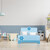 Relaxdays Kinderbett mit Rausfallschutz, HBT: 60x77x143 cm, Lattenrost, Kleinkindbett mit Seefahrt-Motiv, MDF, blau/weiß