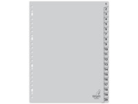 Tabblad Kangaro A4 cijfers PP 120 micron grijs 23-gaats 20-delig EB