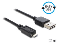 Anschlusskabel USB 2.0 EASY Stecker A an micro Stecker B, schwarz, 2m, Delock® [83367]