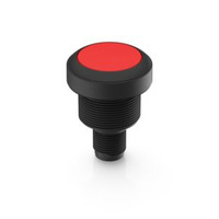 Drucktaster, beleuchtbar, tastend, Bund rund, rot, Frontring schwarz, Einbau-Ø 2