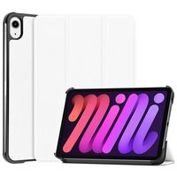 Cover for iPad Mini 6 2021 for iPad Mini 6 (2021) Tri-fold Caster Hard Shell Cover with Auto Wake Function - White Tablet-Hüllen