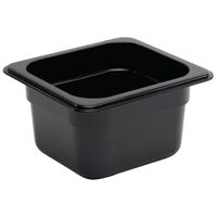Vogue 1/6 Gastronorm Container Made of Polycarbonate in Black - 1.6L