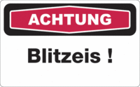 Focus-Schild - ACHTUNG<br>Blitzeis!, Rot/Schwarz, 15 x 25 cm, Folie, Weiß