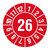 Jahresprüfplakette 20 mm, Monate - Jahreszahl (JJ), 2026, Polyethylen weiß-rot, 1.000 Prüfplaketten auf Rolle