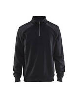 Sweater mit Half-Zip 2-farbig schwarz/mittelgrau