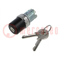 Switch: rotary with key; 22mm; Stabl.pos: 2; black; none; IP67