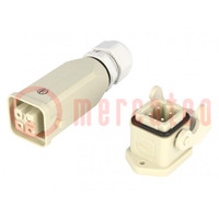 Connector: HDC; male + female; plug + socket,complete set; PIN: 4