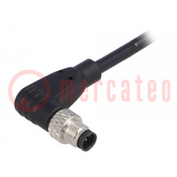 Connector: M5; plug; male; cables; PIN: 4; 1A; angled; IP67; 60V; 1m