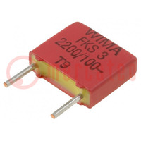 Kondensator: poliestrowy; 2,2nF; 63VAC; 100VDC; 7,5mm; ±10%; THT