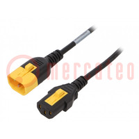 Kabel; 3x18AWG; IEC C13 żeński,IEC C14 męski; PVC; 3m; z blokadą