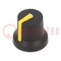 Pomello; con l'indicatore; gomma,plastica; Øasse: 6mm; nero