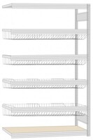 Regalwerk BERT Kleinteileregal mit Gitterwannen Anbaufeld 2000 x 1005 x 400 mm