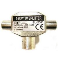 Antena rozgałęźnik, na 2 TV, Coax (9,5mm) F - 2x Coax (9.5mm) M, srebrna, metalowy