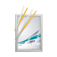 Wechselrahmen / Klapprahmen / Fensterrahmensystem „Feko”, silber eloxiert, Gehrungsecken | 32 mm A2 (420 x 594 mm) 463 x 637 mm 400 x 574 mm